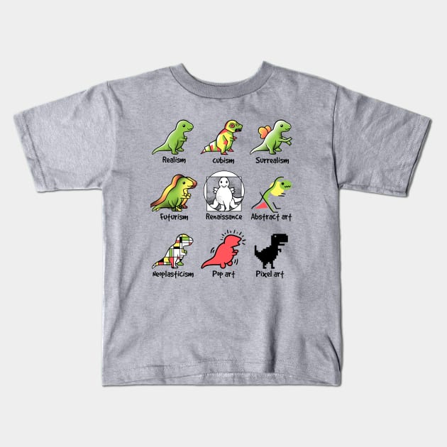 t-rex art Kids T-Shirt by NemiMakeit